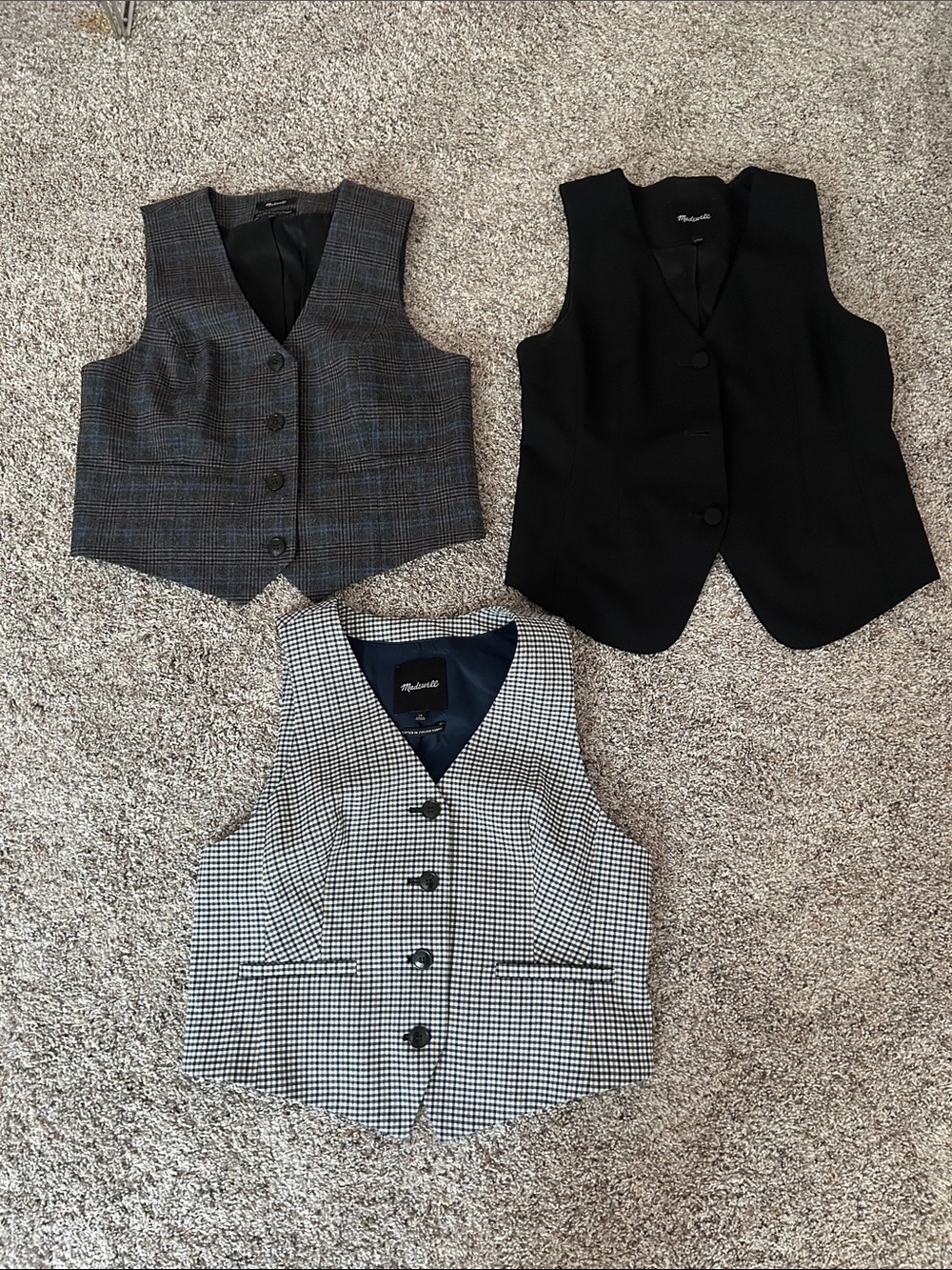 Bundle Madewell Multi Black & Gray Check Dress Vest wool Classic Tailored Style
